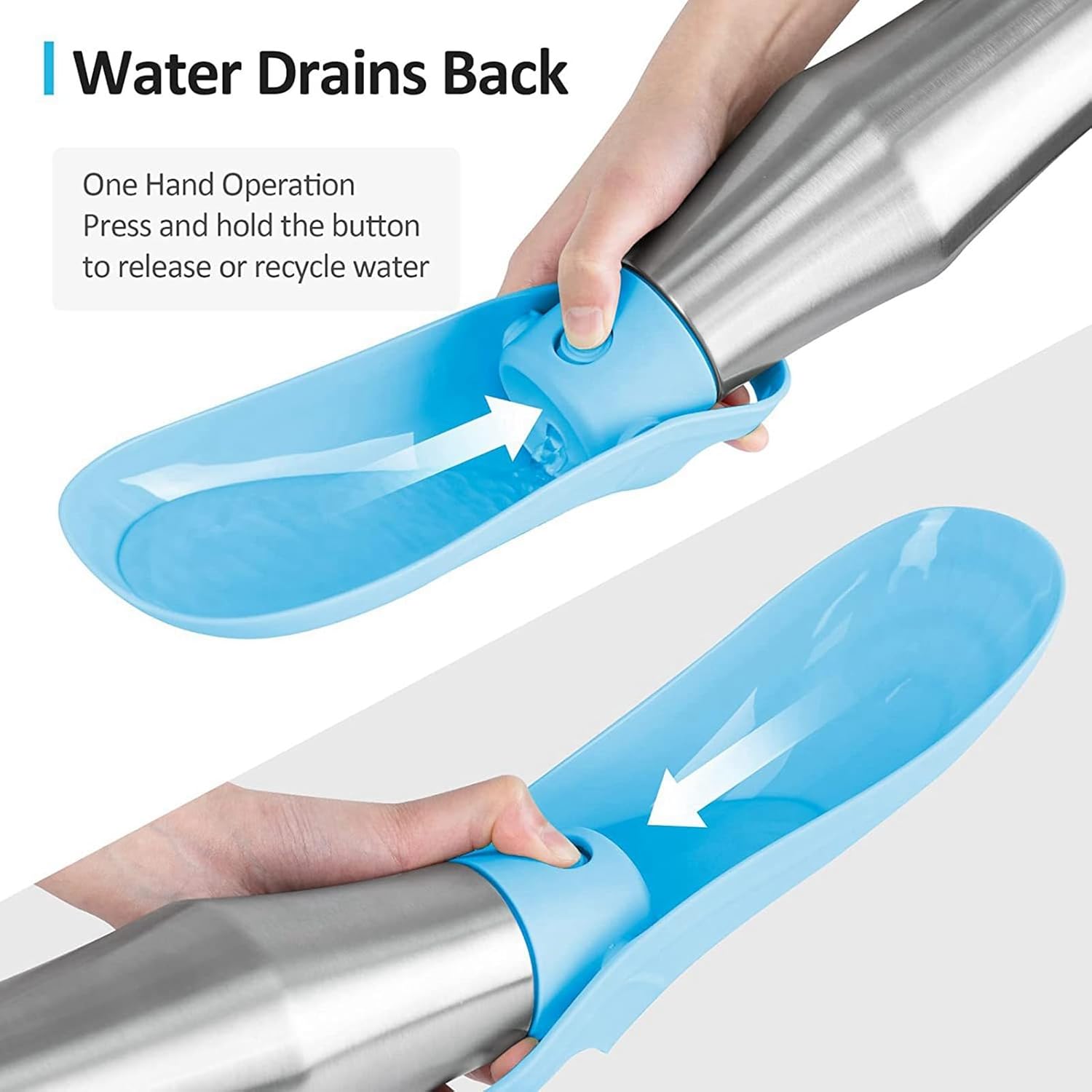 Portable Dog Water Bottle with Dispenser, 750ml Stainless Steel Travel Cup and Collapsible Water Bowl for Outdoor Activities, Walking,Hiking, Road Trips (Light Blue) - Image 3