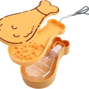 Portable Dog Water Bottle with Food Container, Leak Proof Travel Puppy Water Dispenser, Dog Walking Accessories for Small Dogs & Cats - Pet Water Bottle & Bowl Set (5.3 Oz, [Yellow])