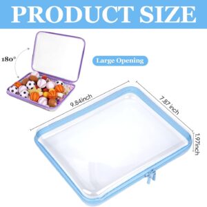 4 Pcs Clear Hard Shell Zipper Case, Hard Sided Pencil Case Clear Zipper Toys Puzzles Organizer, Travel Plastic Pouch for Makeup Storage Box, Building Blocks Bins