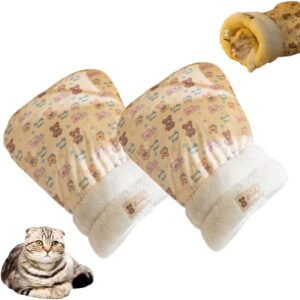 Cat Sleeping Bag for Indoor Cats, Cozy Cat Winter Sleeping Bag，Plush Cats Sack Self Warm Bed Cave，Pet Hideaway Calming Tunnel Bed，Covered Warm Burrow Beds for Kittens (2 Pack Brown ，M-18 x 14in)