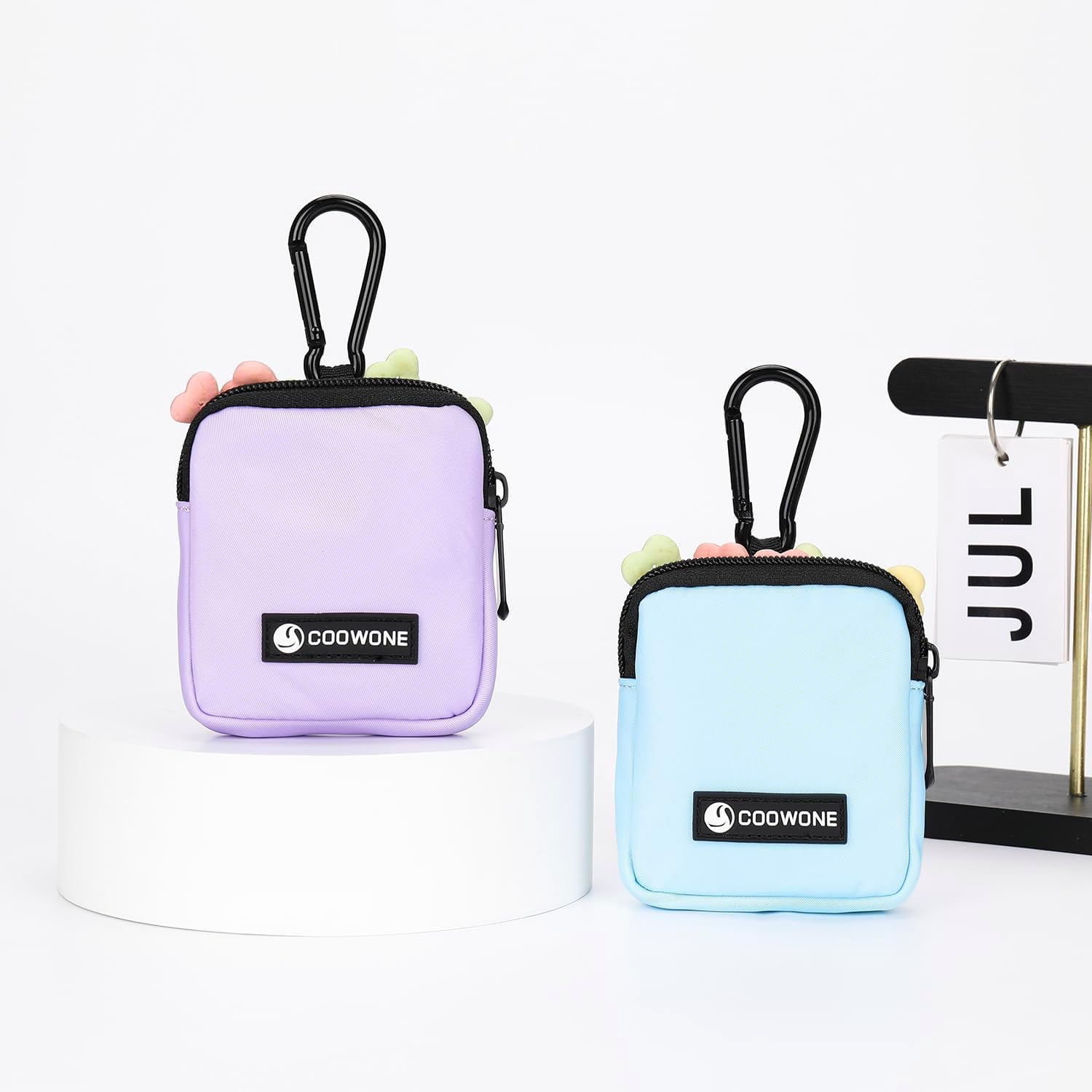 Dog Treat Pouch 2 PCS, Waterproof Small Dog Treat Bag for Leash, Hands Free Puppy Walking Bag with Carabiner, Pet Poop Bag Holder for Pet Puppy Travel or Outdoor Use, Zipper Closure to Avoid Spilling - Image 3