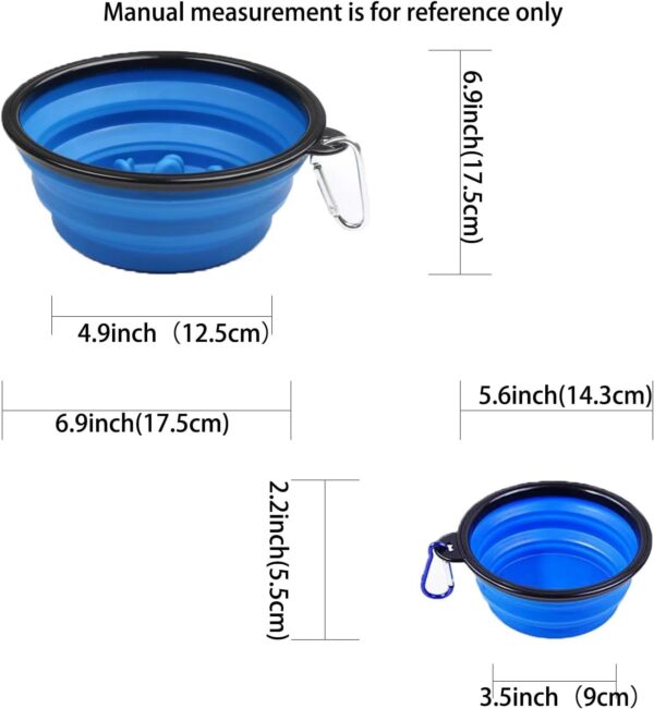 Pet Blue Collapsible Bowl Double Set - Slow Feeder Anti-Choke Bowl + Outdoor Portable,Foldable Dog Drinking,Slow Speed,Food&Dog pet Folding,Convenient,Foldable （Blue） - Image 7