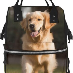 Golden Retriever Dog Diaper Bag Essentials Travel Tote Nappy Backpack Large Capacity Mummy Backpack Multifunction Waterproof Teacher Nurse Bag 15.7 inch Work laptop Bags