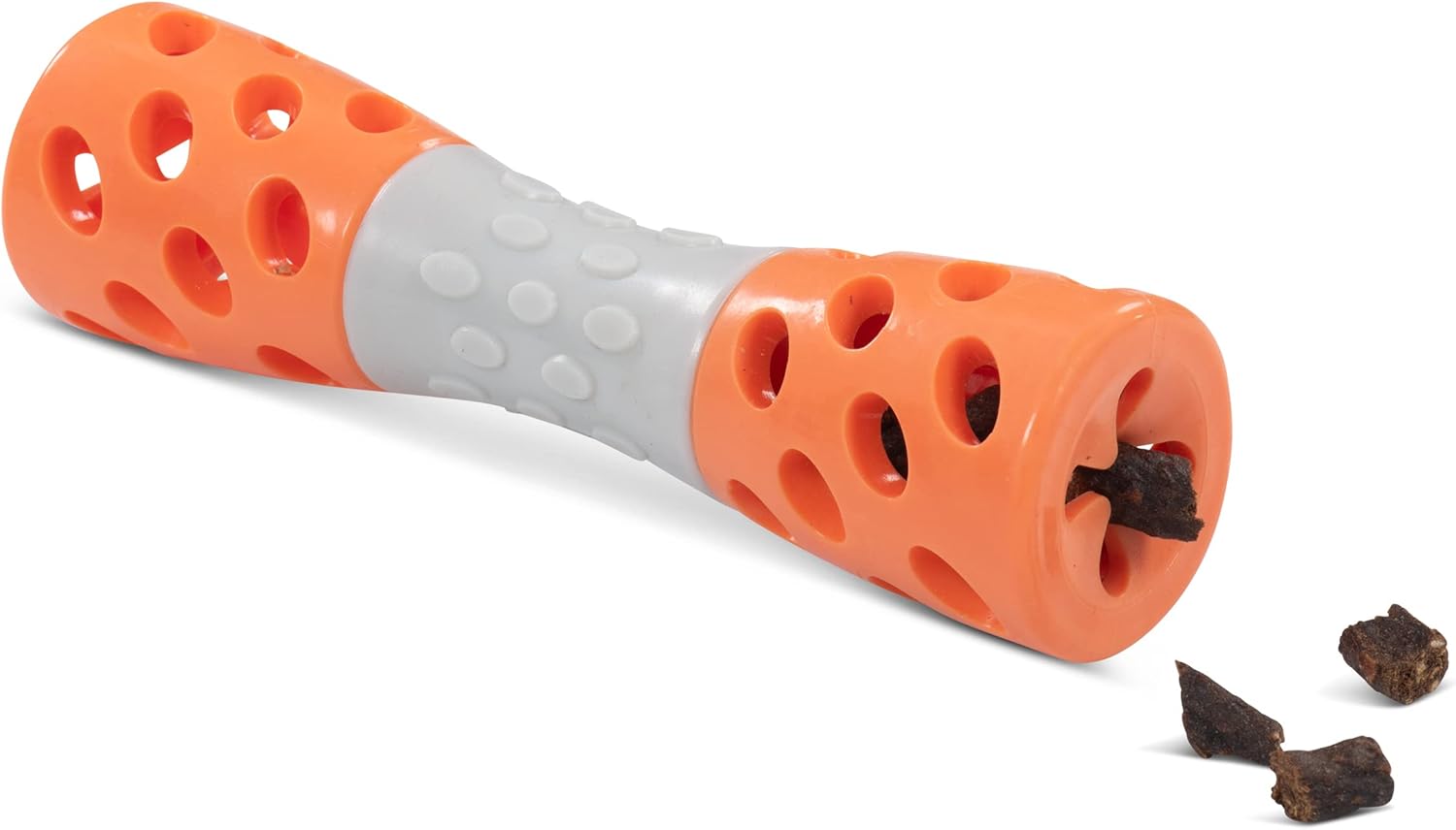 Messy Mutts Totally Pooched Toss 'n Stuff Hourglass | Interactive Treat and Squeak Toy for Dogs | Durable 7” TPR Dog Toy | Orange - Image 4