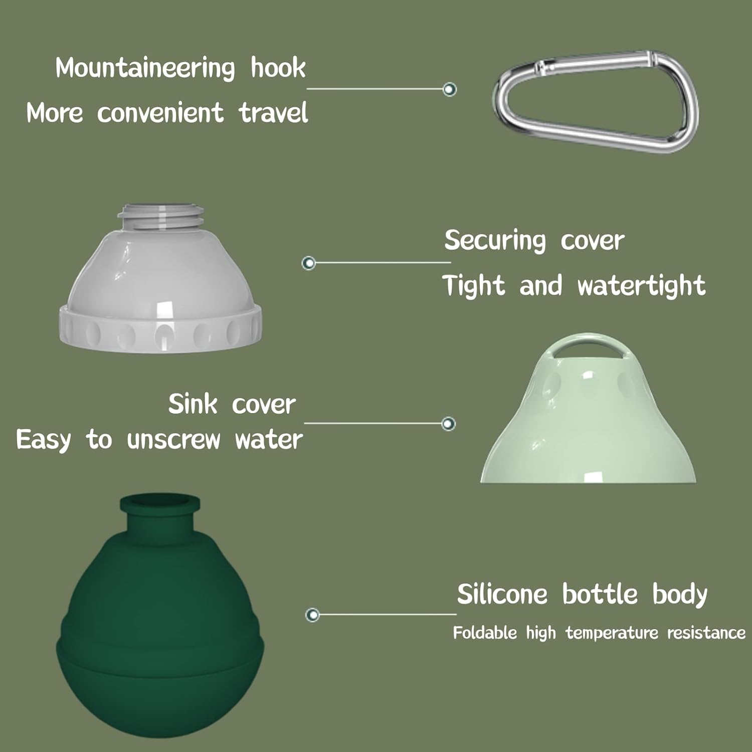 Dog Travel Water Bottle Detachable Bowl Leak Proof Portable ,Silicone Bottle Body,Collapsible and Suitable for Small Pets for Outdoor Walking, Hiking, Travel - Image 6