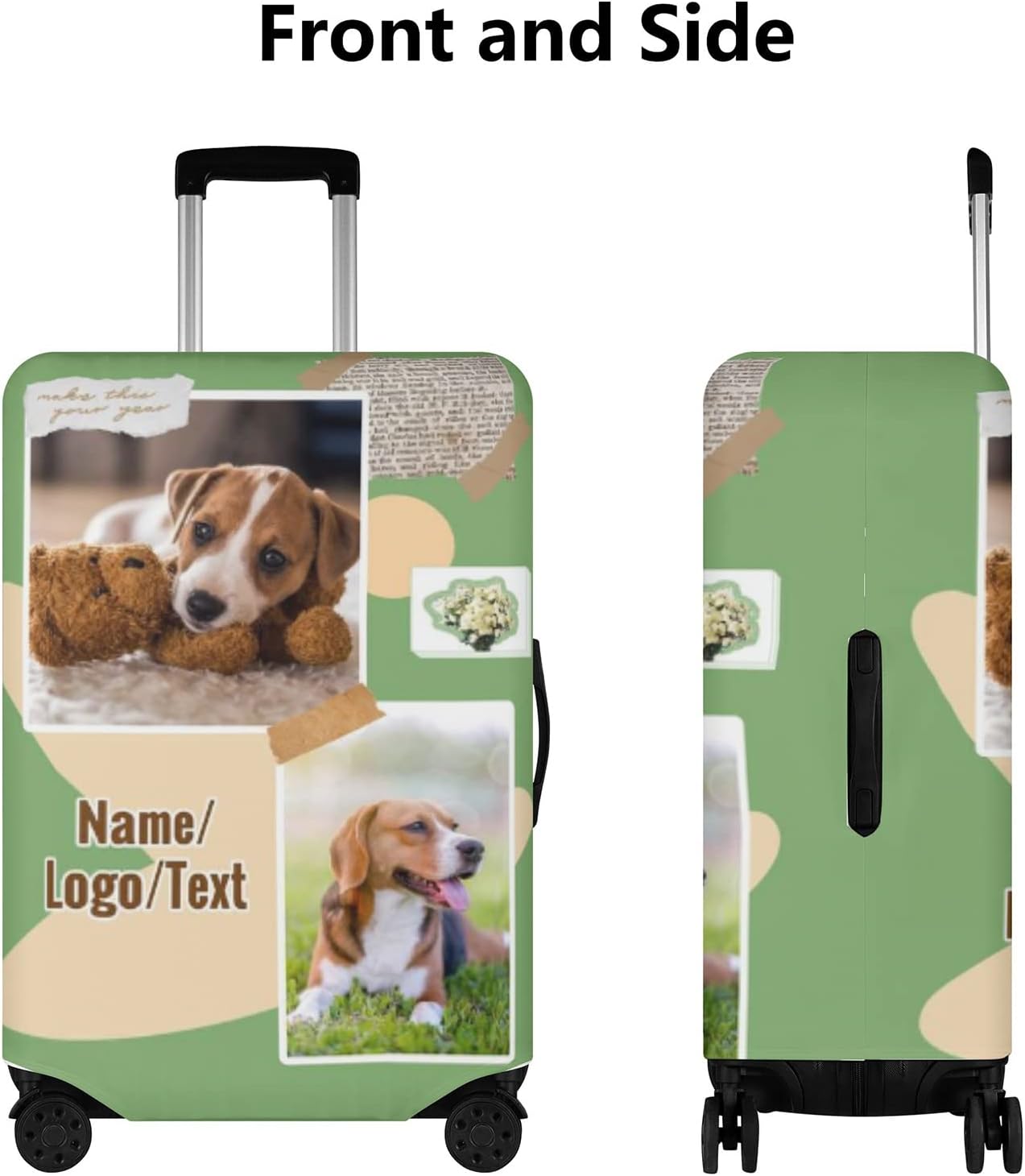 POPCUSTOMS Custom Travel Luggage Cover, Personalized Pet Suitcase Luggage Protector, Washable Baggage Cover, Add Name Photo Text, Fits 18-32 Inch Luggage - Image 3