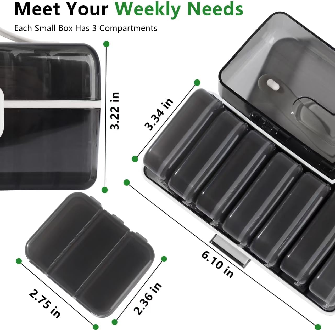 Weekly Pill Organizer, 7 Day Large Pill Box 3 Times a Day, One-Touch Easy Open Travel Medication Case for Seniors, Moisture-Proof Vitamin Holder with AM PM - Image 4