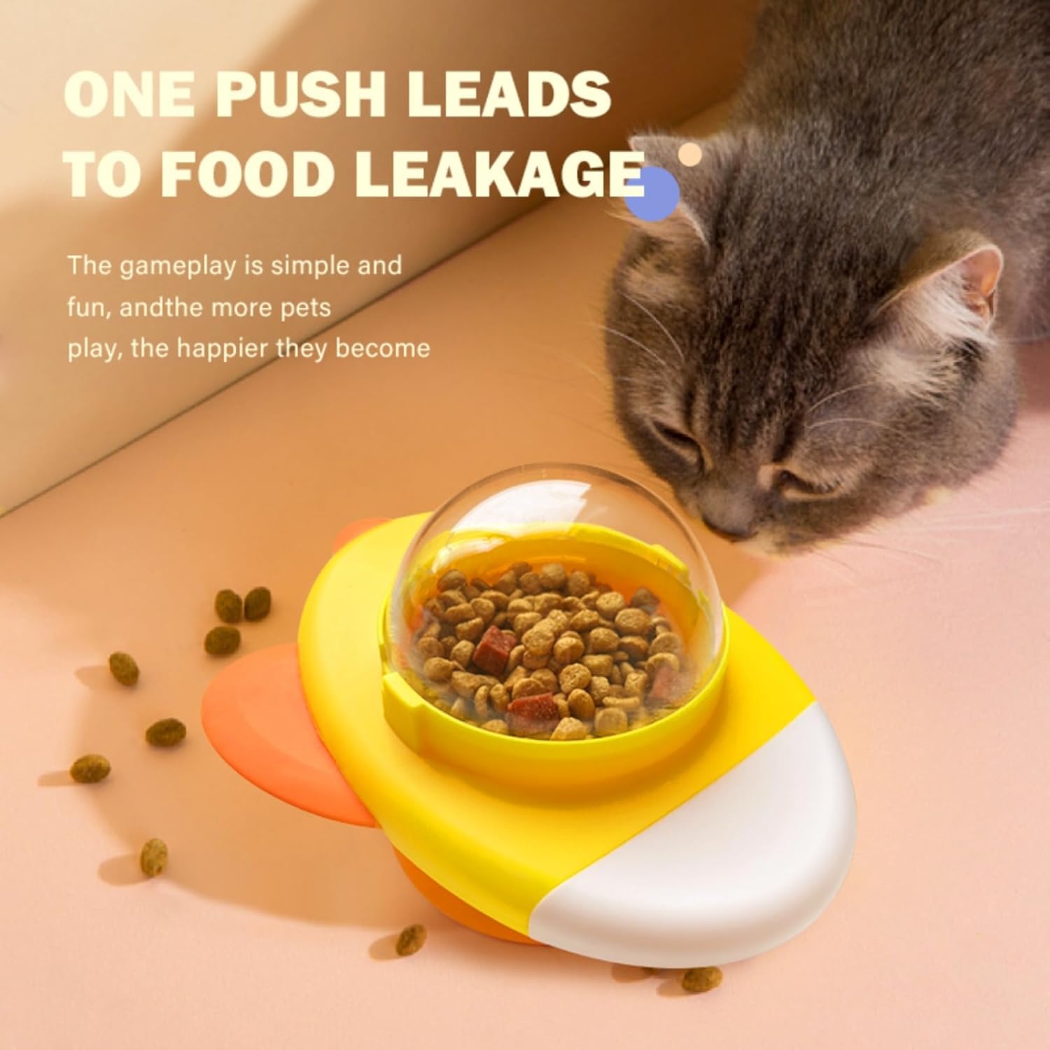 Automatic Cat Feeder, Interactive Pet Feeder, Slow Feed Puzzle Toy, Rocket Design, Non Slip Base, Dog Feeder for Home, Training, Travel, Enjoy Slow Feeding Fun - Image 2