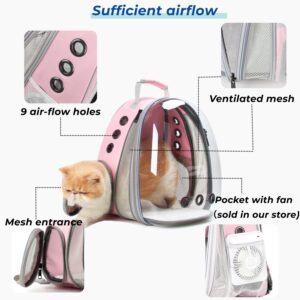 Lollimeow Cat Carrier Backpack, Bubble Expandable Backpack Carrier, Pets and Small Dogs,Airline-Approved, Designed for Travel, Hiking, Walking & Outdoor Use (Front Expandable-Pink)