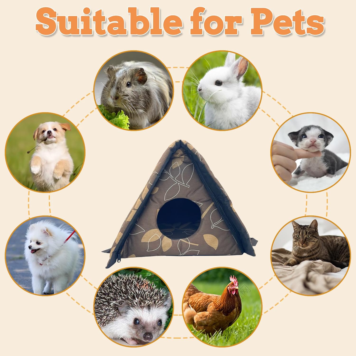 Fhiny Stray Cats Shelter, Waterproof Outdoor Cat House Foldable Warm Pet Cave for Winter Wild Animal Tent Bed Anti-Slip Kitten Cave for Feral Cat Dog Puppy Weatherproof (M, Brown) - Image 7