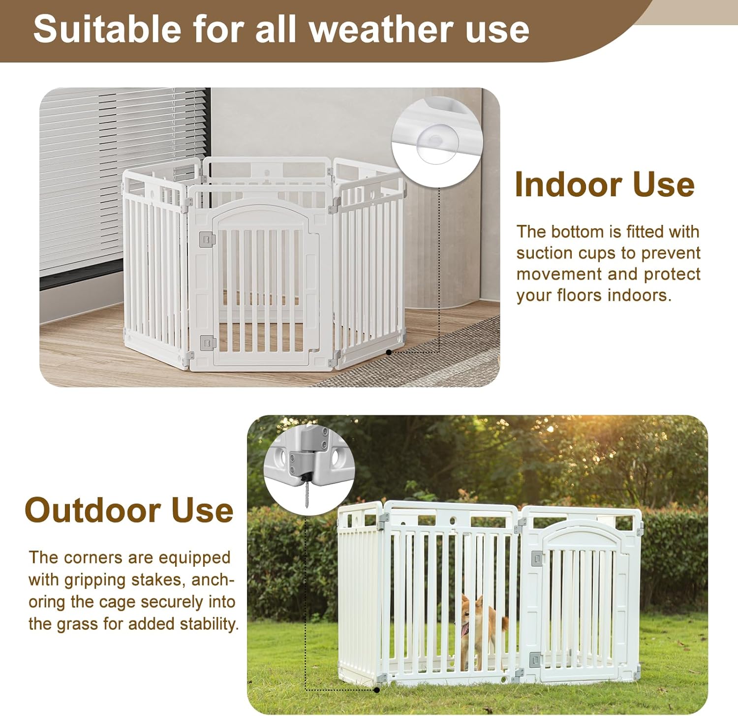 Pet Playpen with Door Dog Foldable Puppy Playpen for Puppies and Small Dogs 6-Panels Easy Assemble Easy Storing for Indoor and Outdoor (6 Panels) - Image 4