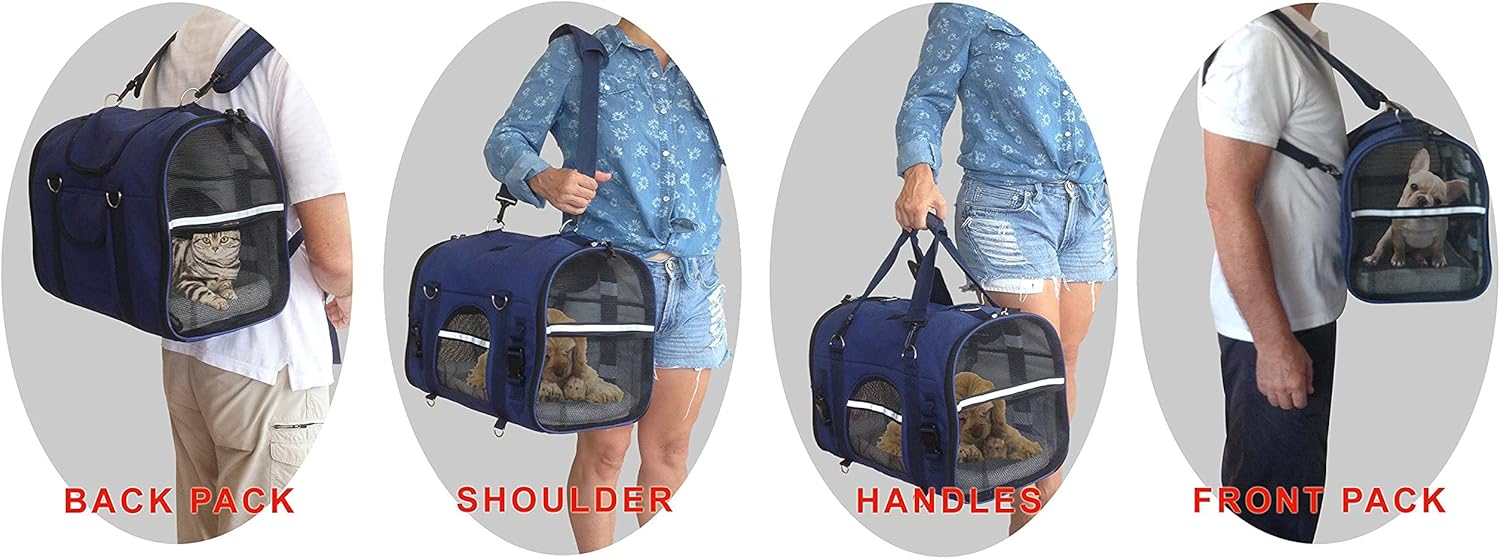 6-in-1 Sturdy Pet Carrier Backpack, Front Pack, Shoulder Bag, Pet Hand Bag, Car Seat Crate, Soft-Sided pet Carrier, Small Dog & Cat Travel Carrier, Size Large for Pets 18-21” Long, by Natuvalle. - Image 2