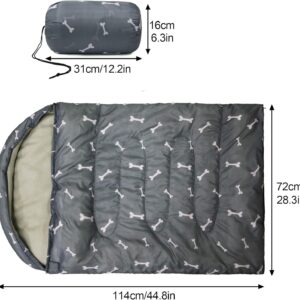 Dog Sleeping Bag Waterproof Warm Packable Dog Bed Mat with Storage Bag for Indoor Outdoor Travel Camping Hiking Backpacking(Bone,L)