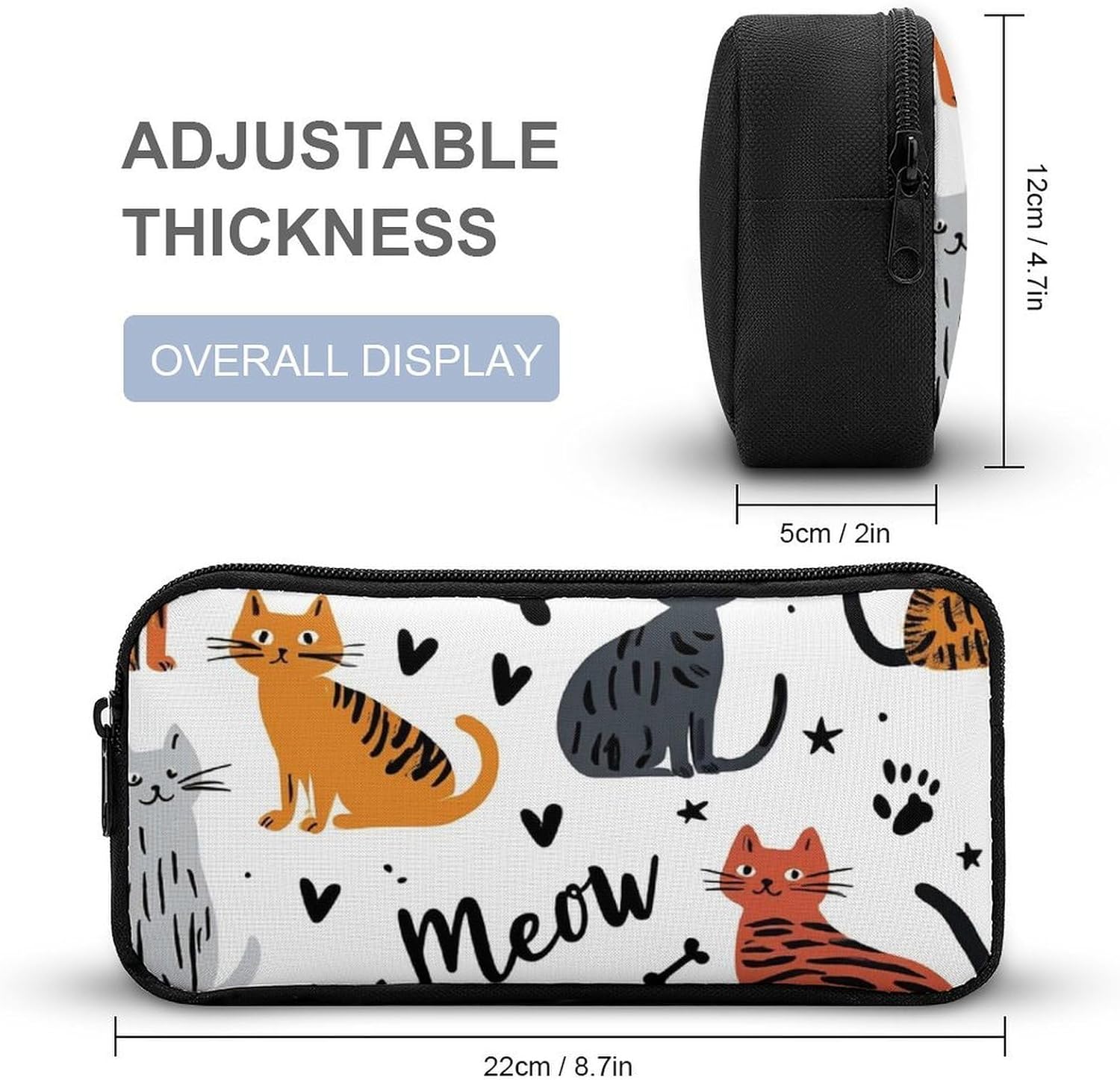 Backpack with Lunch Box Cosmetic Bag Bookbag Set Cute Cat Animals Pet Shoulder Bags with Lunch Box Storage Bag Backpack Set - Image 7