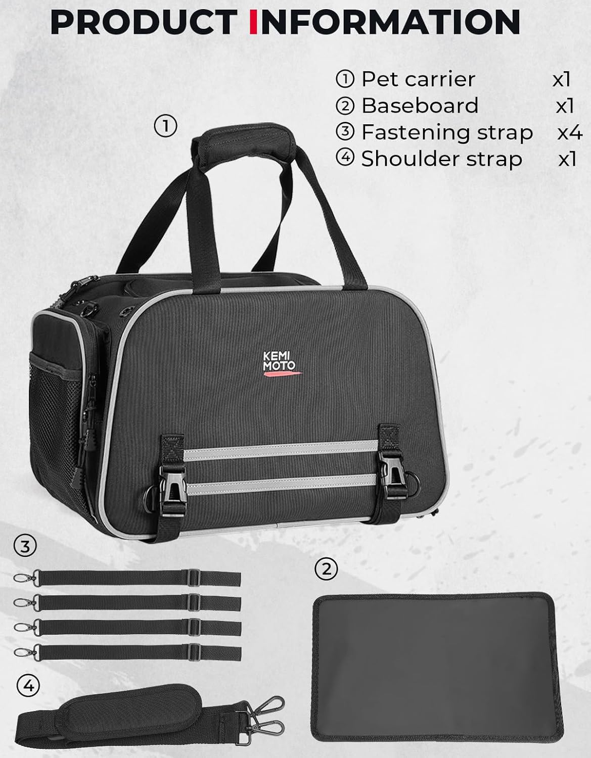 KEMIMOTO Dog Cat Pet Carrier Expandable for Less Than 20 lbs Pets Travel Bike Portable Folding Soft-Sided Dog Carriers for Touring Cruiser Trike Car Black - Image 5