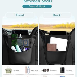 FLORICH Hanging Organizer Storage Between Seats, Premium Leather Headrest Hanging Storage Bag Front Seats, Barrier of Backseat Pet Kids