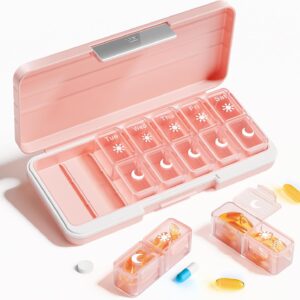 AM PM Pill Organizer 2 Times A Day, 7 Day Pill Box Weekly Pill Organizer Travel with Separate Container, Portable Daily Medicine Planner Dispenser Case for Vitamin, Fish Oils, Supplements