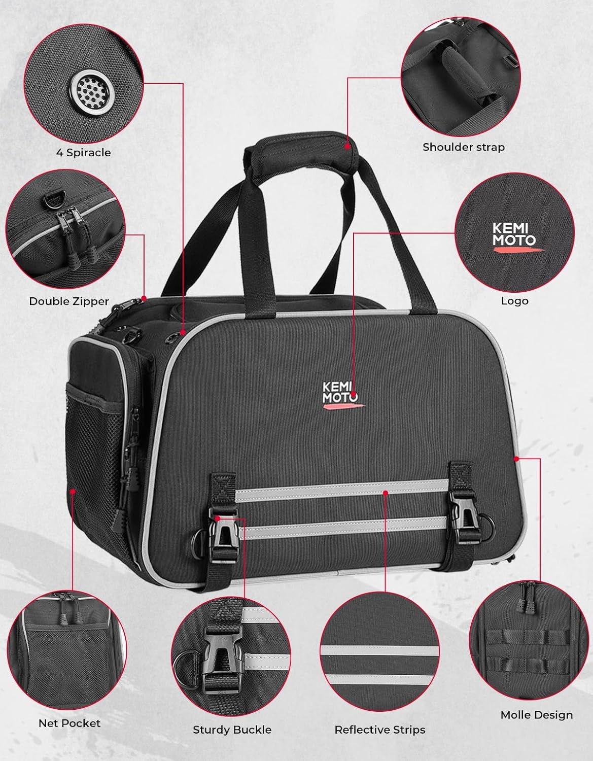 KEMIMOTO Dog Cat Pet Carrier Expandable for Less Than 20 lbs Pets Travel Bike Portable Folding Soft-Sided Dog Carriers for Touring Cruiser Trike Car Black - Image 7