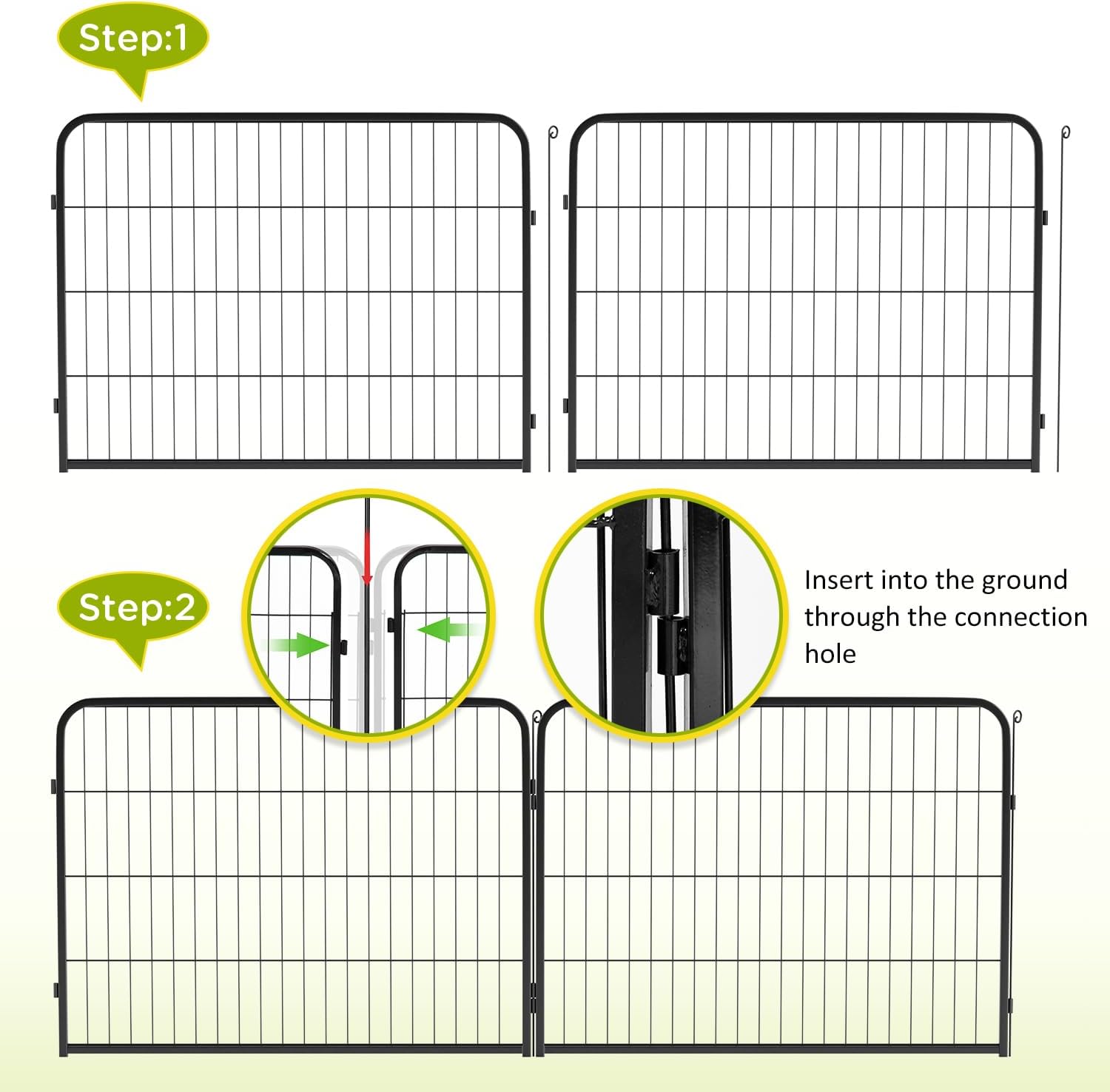 BestPet | Dog Playpen Extender | 24 Inch, 4 Panels | Heavy Duty Metal Pet Exercise Pen | Indoor Outdoor Fence Panels | Rust-Resistant, Removable, Tool-Free Setup | Anti-Skid, Expandable Design - Image 2