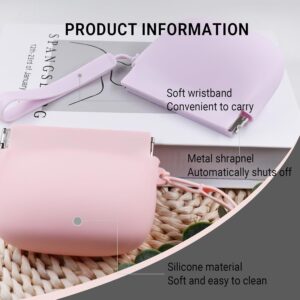 2 Pieces Silicone Dog Treat Bag Mini Portable Pet Snack Pouch with Auto Close Feature Feed Snack Reward Dog Treat Pouch Pocket Size Easy to Clean for Pet Travel or Outdoor Use (Pink & Purple)