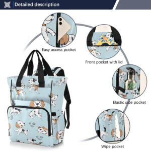 Diaper Bag Backpack Tote Multifunction Baby Nappy Changing Bags Frolicking Dogs Large with Stroller Straps Travel