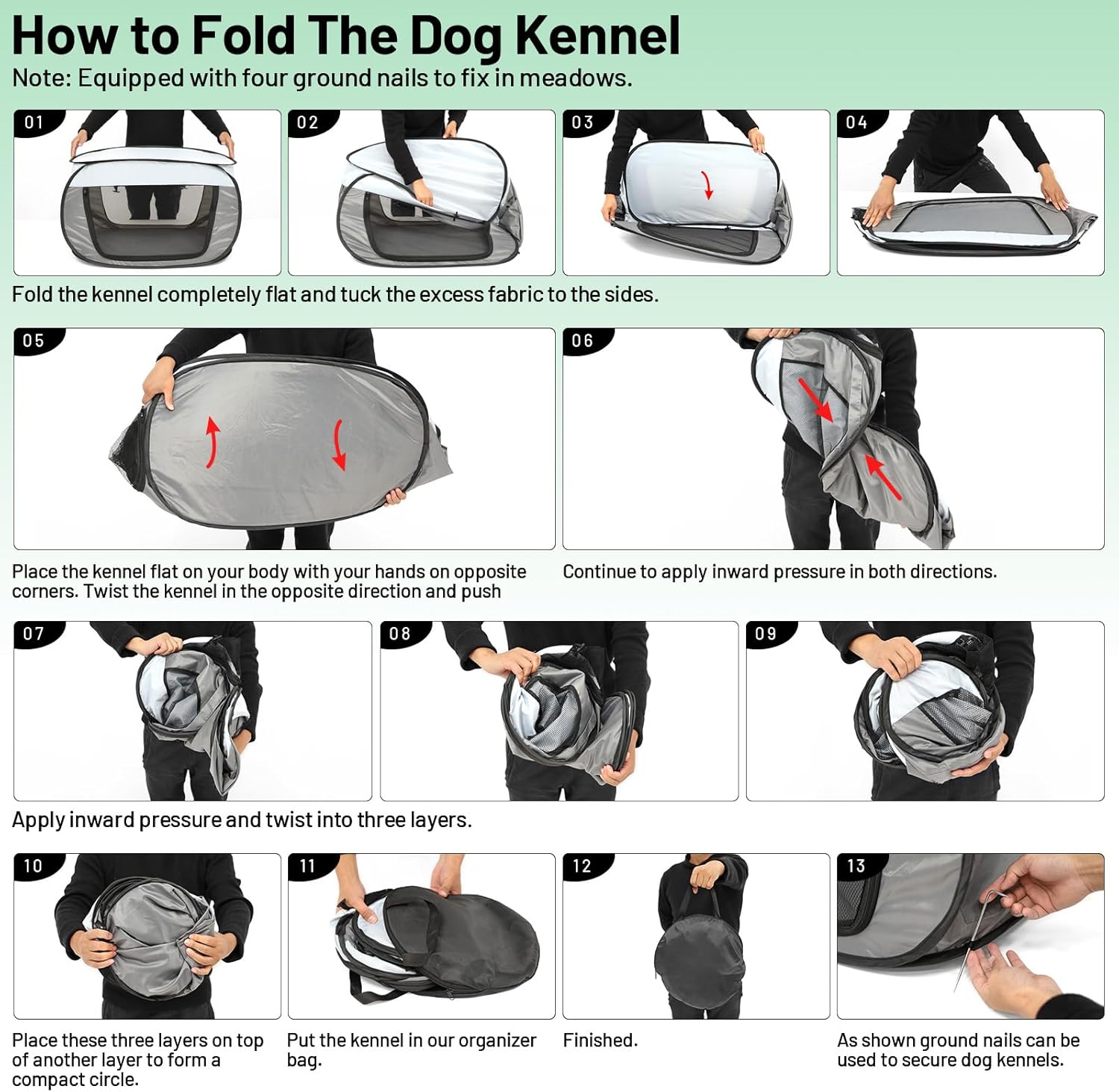 Portable Travel Dog Crate Pop Up Soft Dog Kennel Collapsible Travel Dog Cat Enclosure Indoor Outdoor Large Foldable Crate for Pets(Little Gray and Dark Gray-Medium) - Image 6