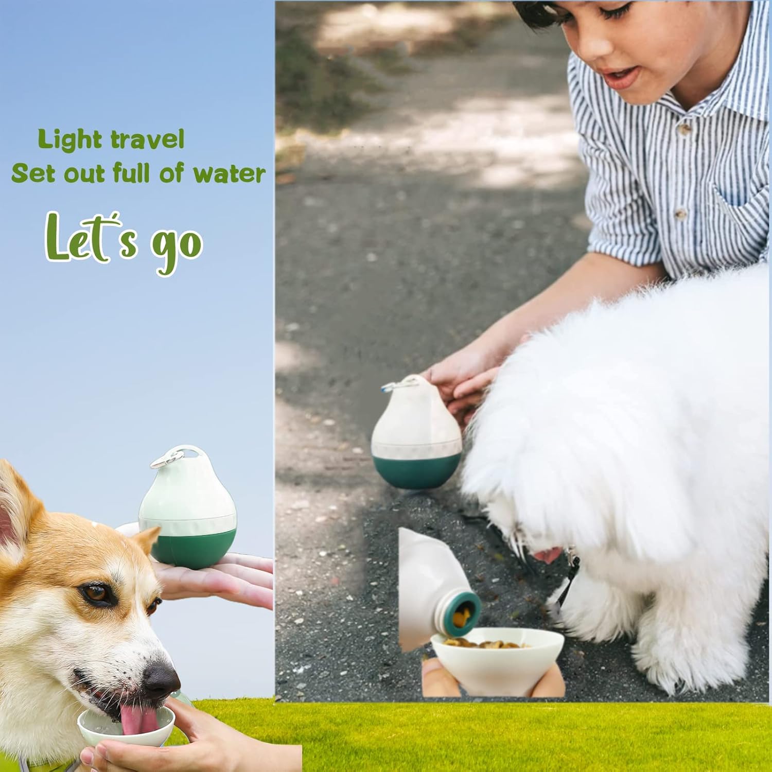 Dog Travel Water Bottle Detachable Bowl Leak Proof Portable ,Silicone Bottle Body,Collapsible and Suitable for Small Pets for Outdoor Walking, Hiking, Travel - Image 3