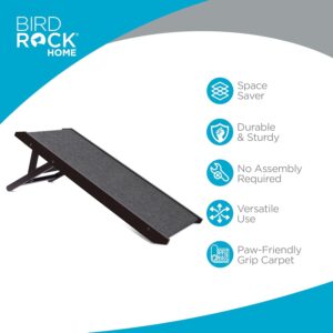 BIRDROCK HOME Adjustable Pet Ramp for Small Dogs, Cats, Puppies – Foldable Wooden Dog Ramp for Couch, Bed, Car – Indoor or Outdoor- Safe, Portable, Non-Slip Carpet – 16″, Espresso