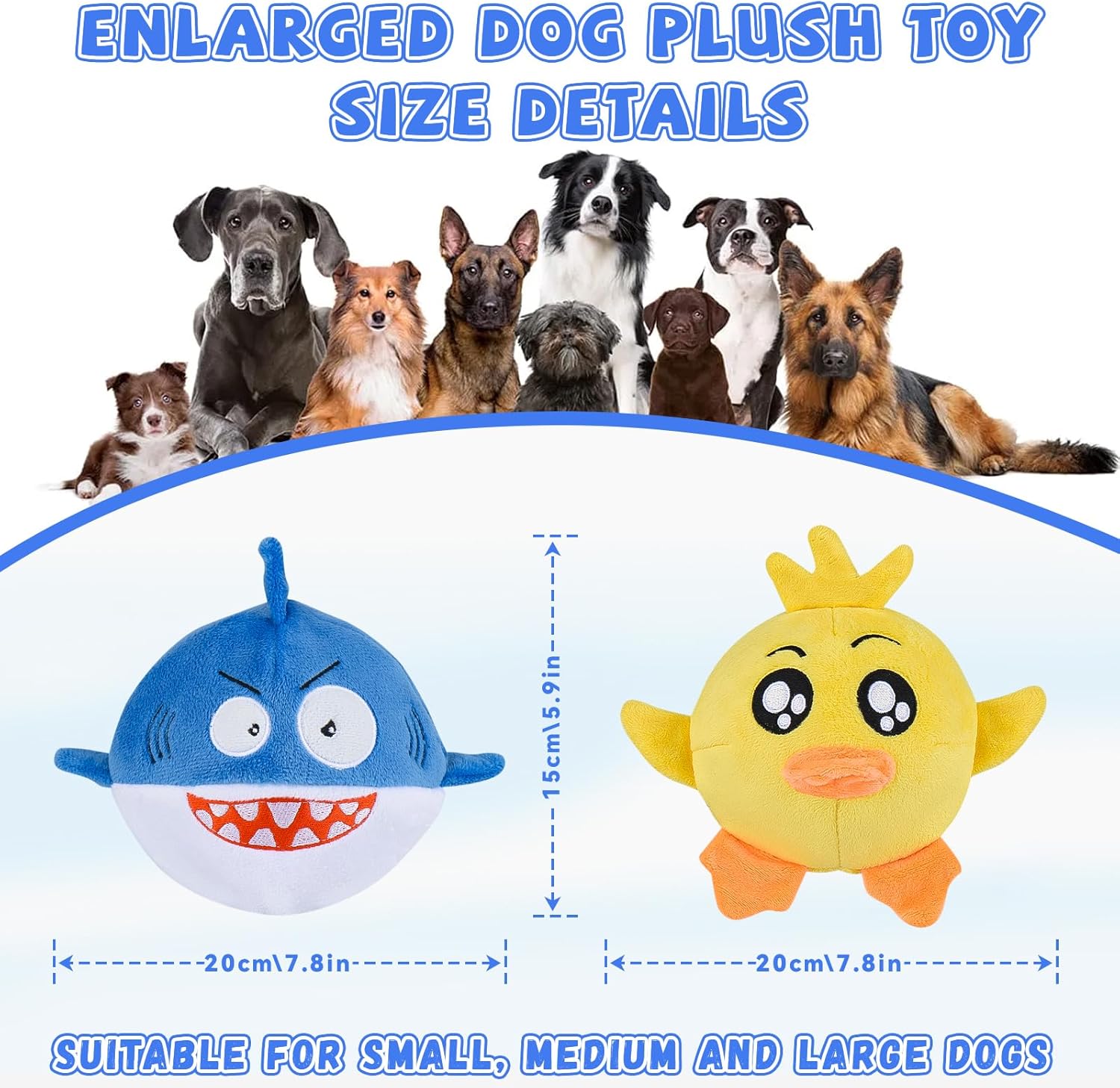 Squeaky Dog Toys for Aggressive Chewers(3in1), Interactive Durable Ball Chew Toys with Crinkle Paper & Tearable Plush, Puppy Teething Toys for Large, Medium & Small Dogs to Keep Them Busy(2Pack) - Image 6