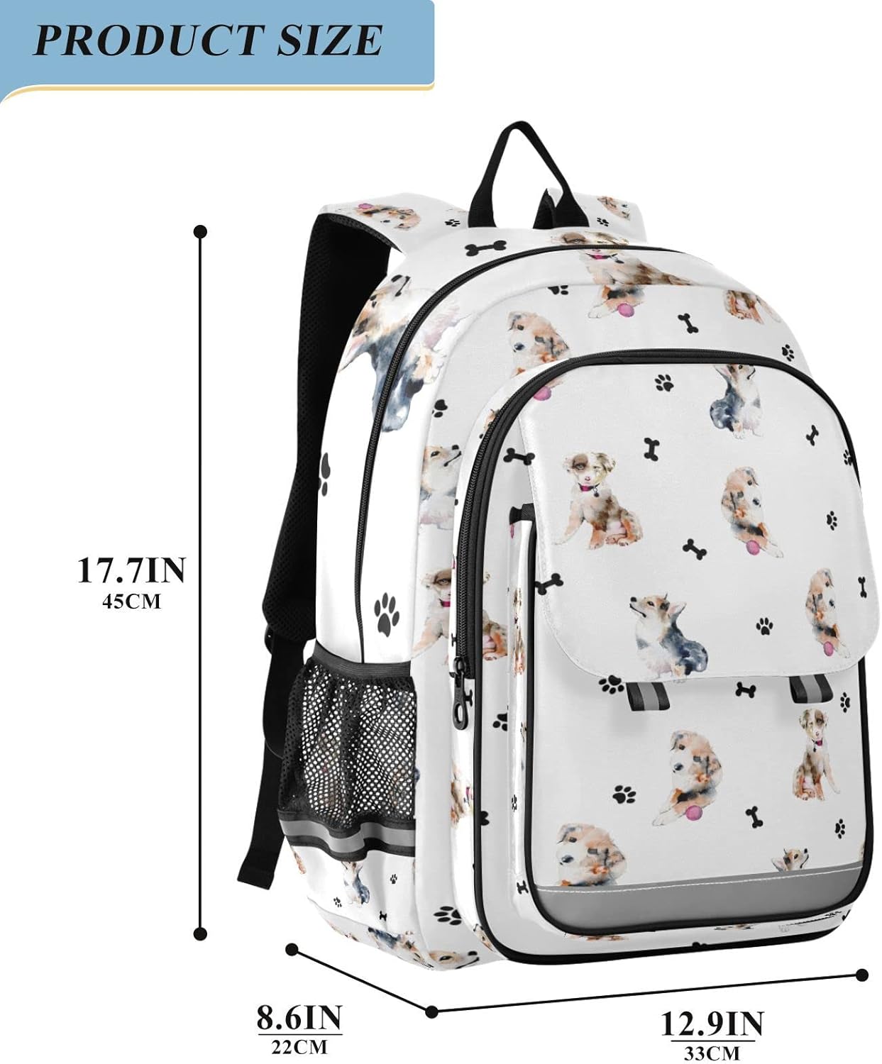 ALAZA Puppy Dog Paw Prints Animal Laptop Backpack Purse for Women Men Travel Bag Casual Daypack with Compartment & Multiple Pockets - Image 2