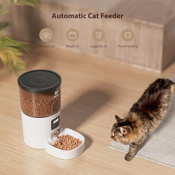 Automatic Cat Feeders, 3L Timed Cat Dry Food Dispenser, Dual Power Supply, Programmable Portion Size, Auto Pet Feeder for Cats and Small Dogs - Image 7