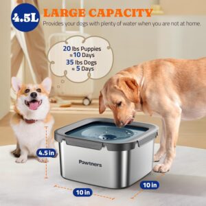 Dog Water Bowl No Spill, 4.5L Stainless Steel Dog Floating Bowl, Slow Water Bowl for Dog with Filter, Non-Slip Base, No Splash Water Bowl for Medium Large Messy Drinkers Blue