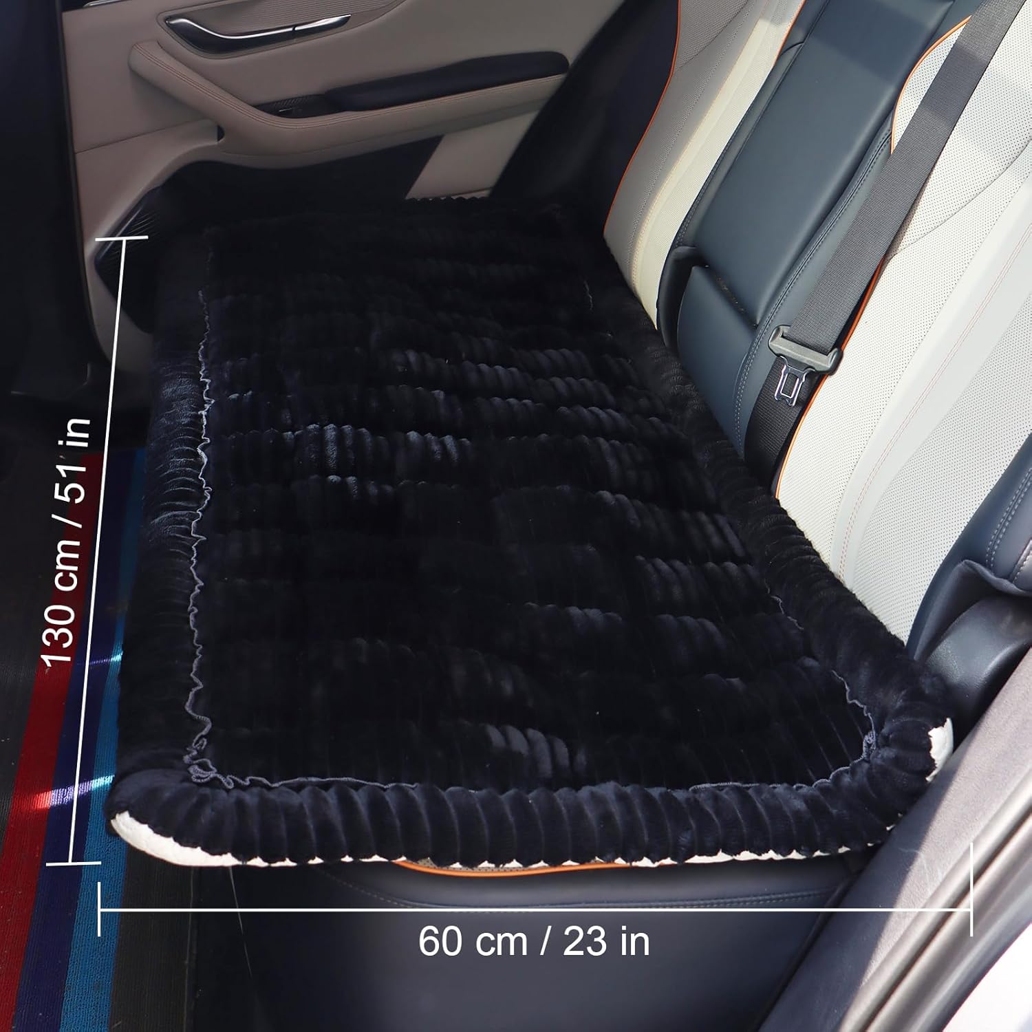 Backseat Pet Bed Mat Non-Slip Dog Car Seat Cover Scratch Chew Resistant Dog Blanket for SUVs, Trucks & Sedans 23" x 51" Easy Clean Comfortable Car Travel Pet Pad, Pure Black - Image 8