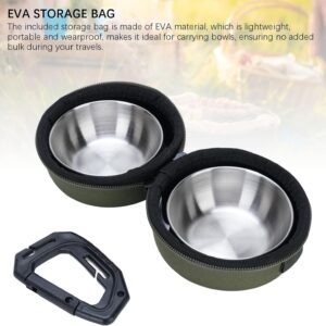 Dog Bowl Pet Bowls with Storage Bag, 2 Pack Portable Pet Feeding Travel Dog Bowl Set for Camping, Hiking, and Outdoor Activities (OD Green)