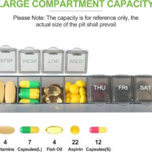 4 Pack Weekly Pill Organizer, 7 Days Pill Case Travel Daily Pill Box Portable Medicine Organizer and Planner with Compartment for Vitamins, Fish Oil, Supplements and Medication (4 Colors)