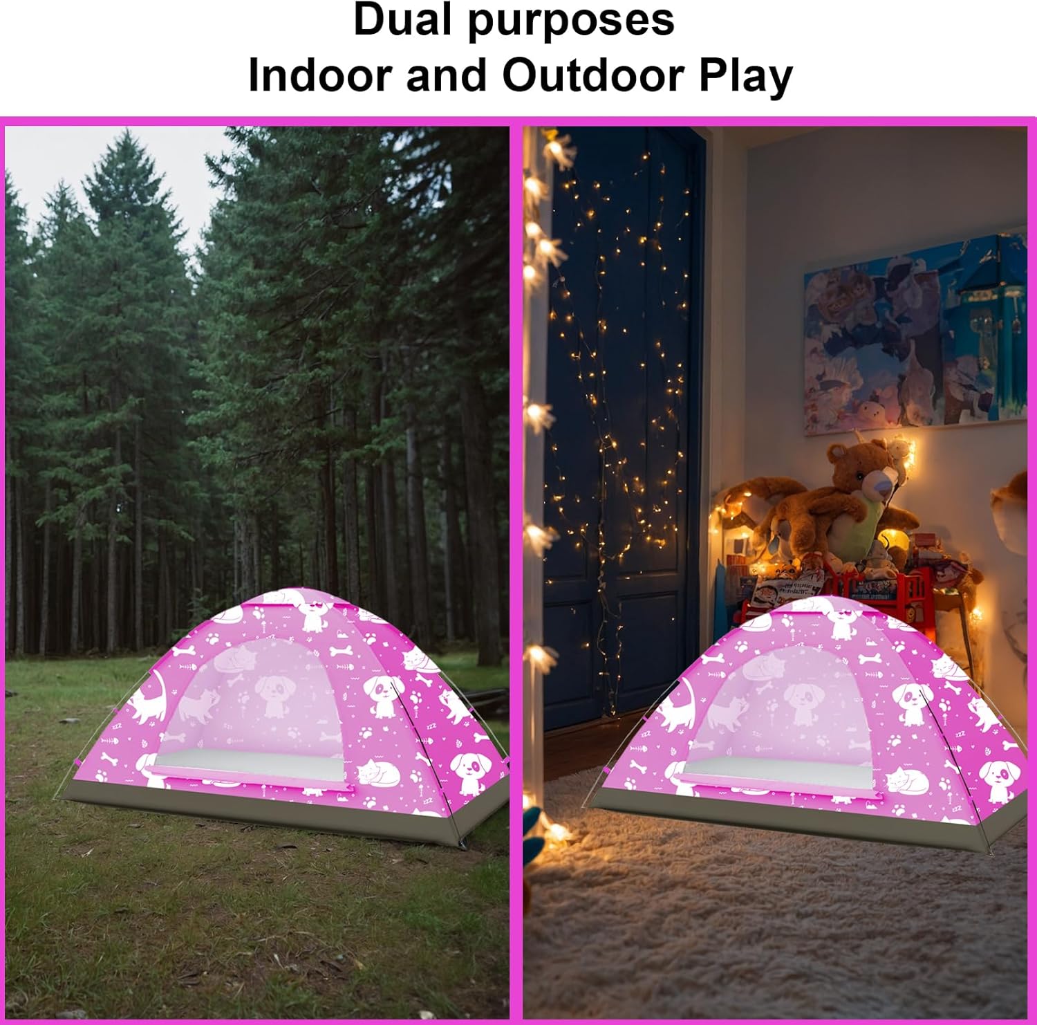 KidzAdventure 2 in 1 Indoor/Outdoor Tent for Kids, Small 1 or 2 Toddler/Kids Tent, Backpacking, Lightweight and Easy Pop up, Ideal for Backyard, Outside Camping, or Play Fort - Image 3