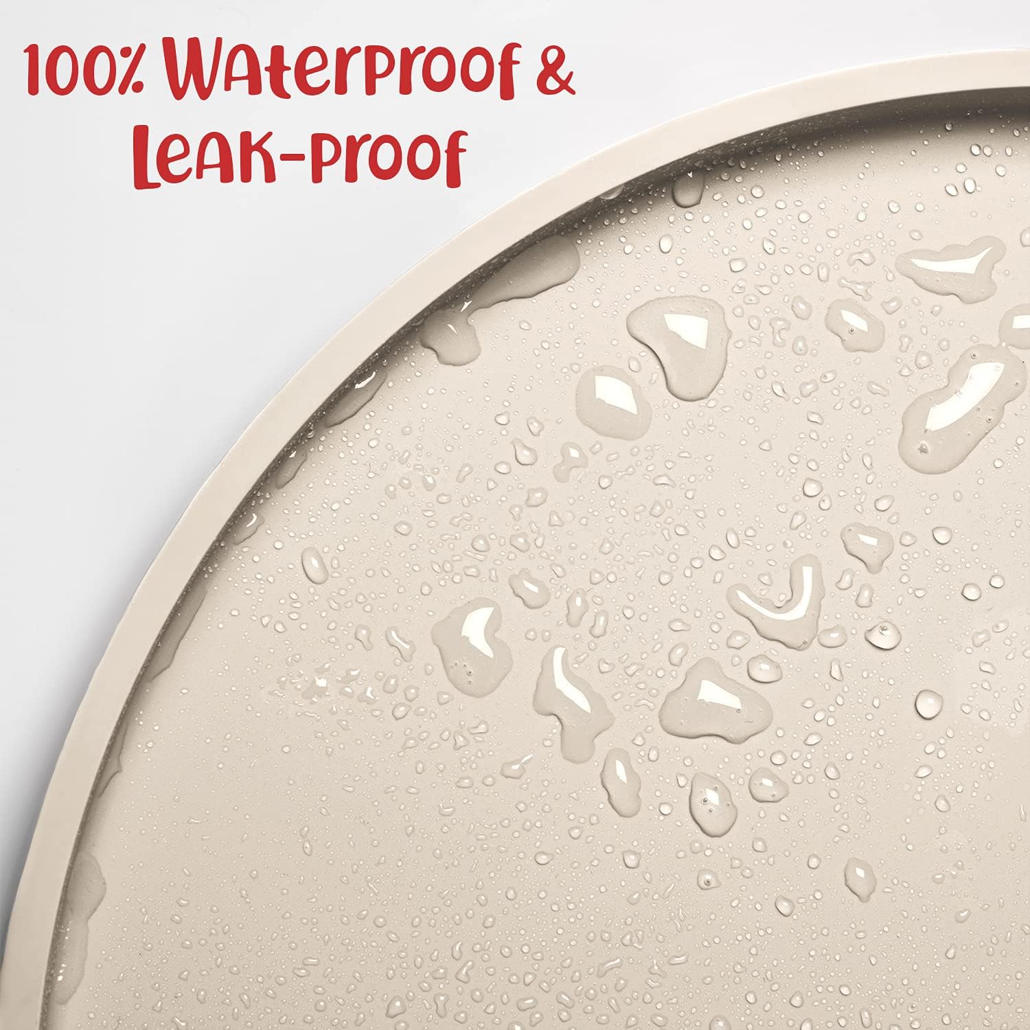 DogBuddy Dog Food Mat - Waterproof Dog Bowl Mat, Silicone Pet Mat for Food and Water Bowls, Nonslip Pet Feeding Mat with Edges, Dogs Food Mats for Floors, Puppy Supplies (White Sand) - Image 5