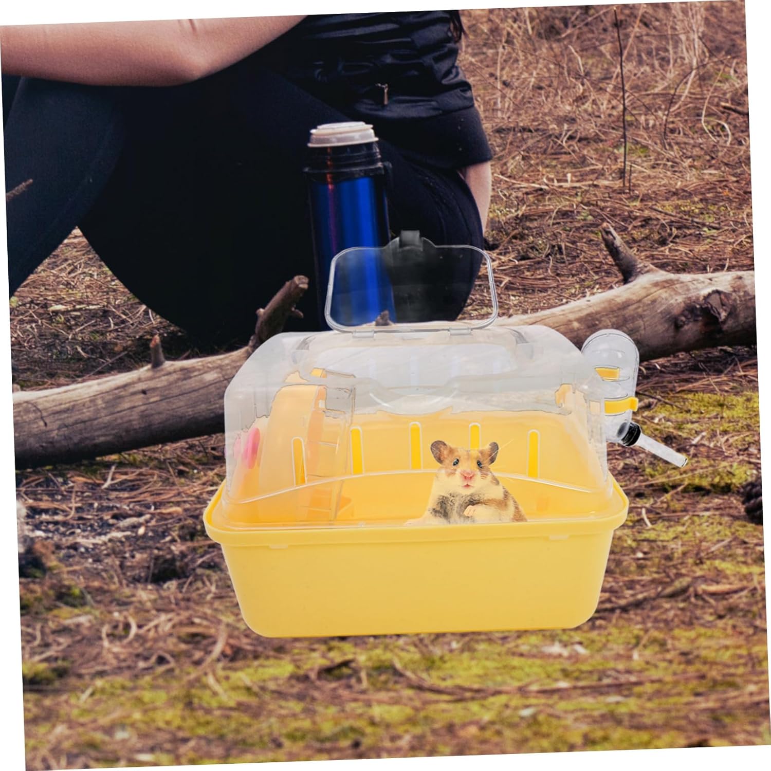 Totority Hamster Carrier Cage Portable Outdoor Plastic Takeaway Cage Water Feeder Spacious for Small Pets for Travel and Camping Breathable Design for Safe Transport - Image 3