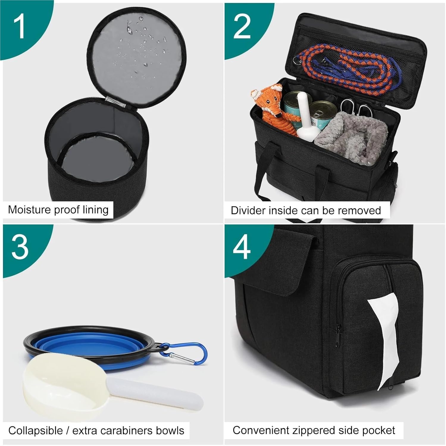 Dog Travel Bag Pet Set for Cat Backpack Airline Approved Tote Organizer with Multi-Function Pockets Food Storage - Image 6