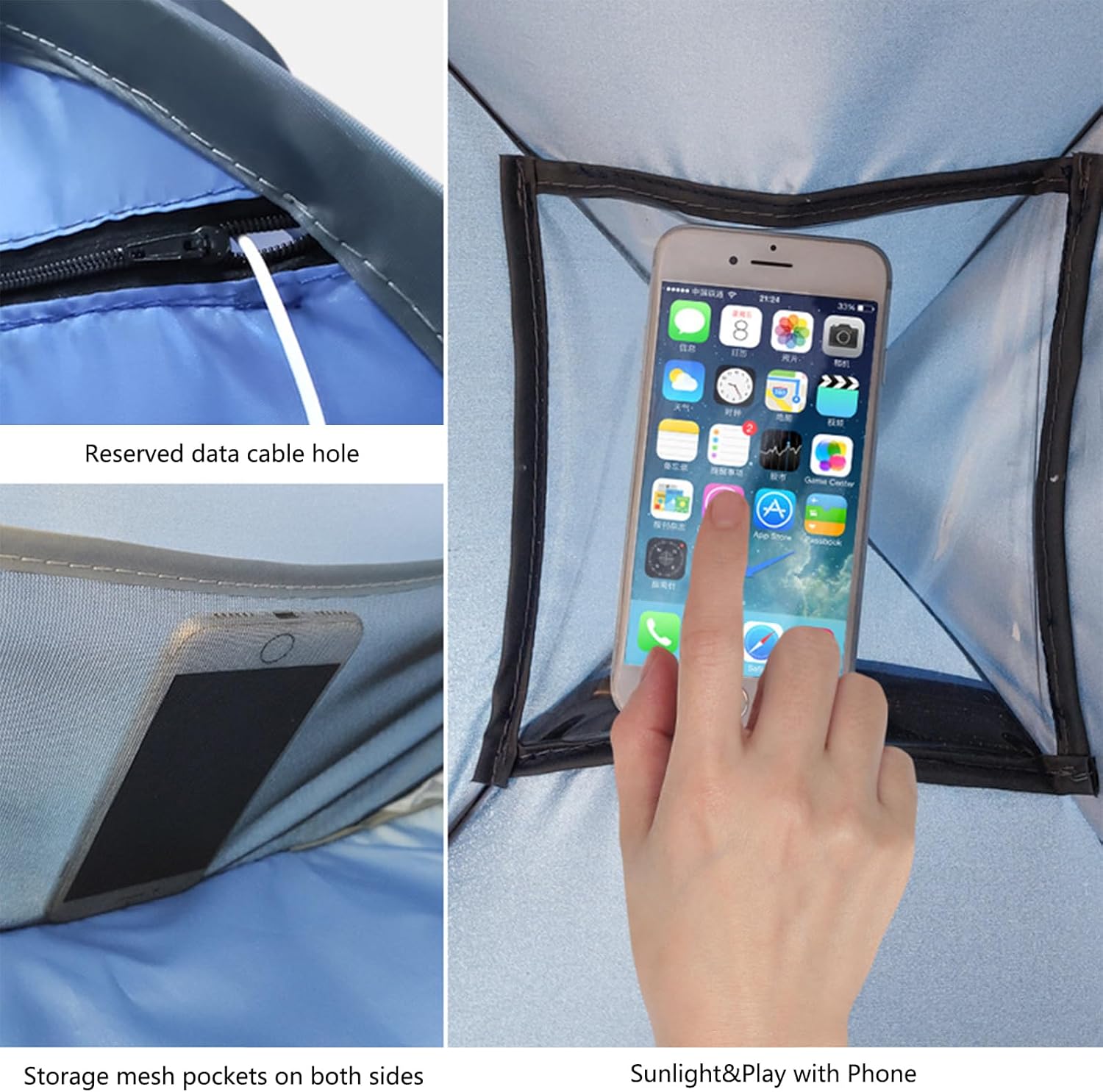 1pcs Pop Up Dog Cat Camping Tent, Blue Outdoor Play House Portable Sun Shelter Pet Tent for Dogs Cats Puppy Kitty Other Small Animals, L - Image 6