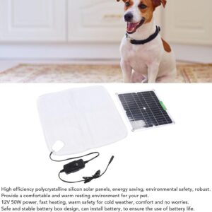 Solar Panel Pet Heating Pad 12V 50W – Portable Soft Heated Blanket for Dogs Cats Outdoor Car Travel, Chicken Coop Safe, Puppy Kitten Warmer with Battery Box