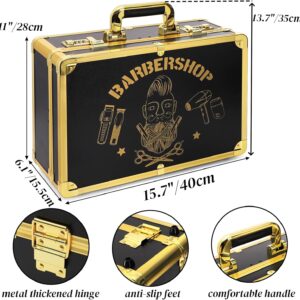 Goaste Professional Barber Supplies Case, 15.7″ Barber Carrying Case with Code Lock, Double Layer Hairdresser Tool Box Organizer, Portable Travel Carrying Cases for Hair Stylist & Pet Groomer (Gold)