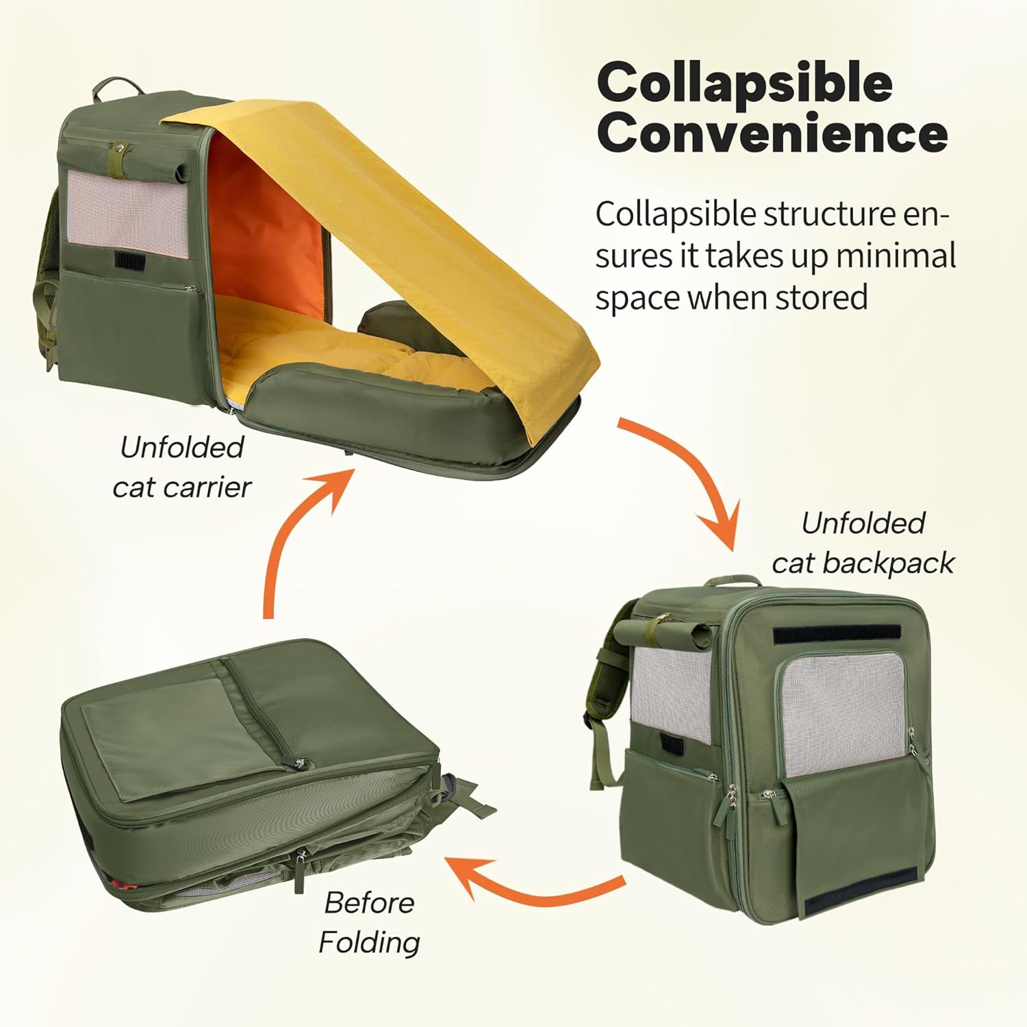 Expandable Pet Carrier Backpack for Cats and Dogs - TSA Airline Approved, 16''x14''x10'' Cat Dog Backpack Carrier with Detachable& Washable Cushion, Holds Pets Up to 15lbs for Traveling & Camping - Image 6