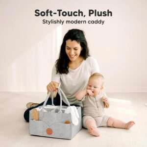 KeaBabies Baby Diaper Caddy Organizer with Handle – Portable Baby Organizers and Storage for Nursery, Changing Table, Large Travel Car Caddy, Girls,Boys Shower Gift Basket,New Mom Gifts(Classic Gray)