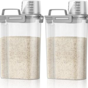 TBMax Rice Container 2 Pack 5 Lbs, Small Pet Dog Cat Food Container Dispenser, Kitchen Cereal Storage Container with Cup, Perfect for Daily Use, Travel, and Portion Control