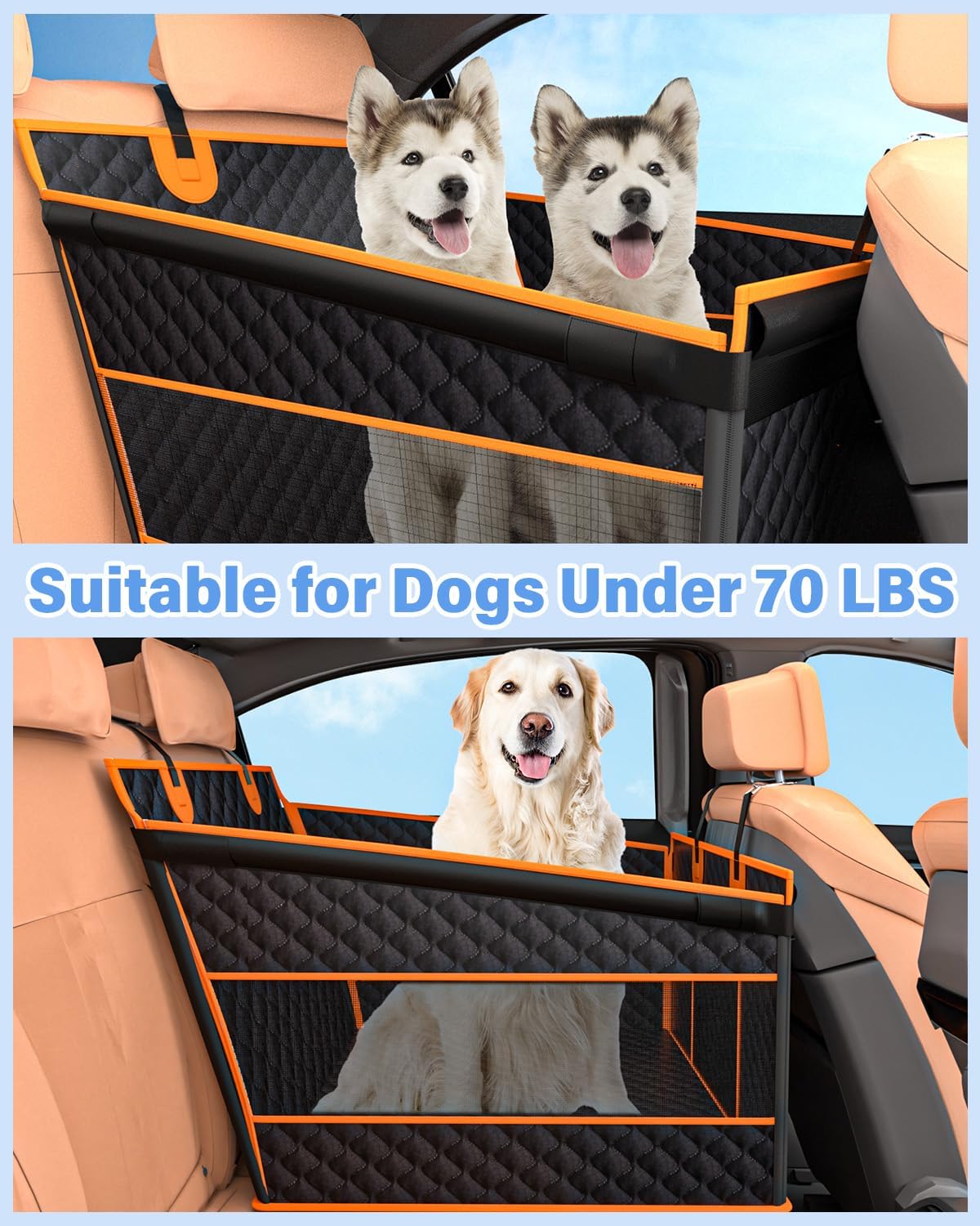 Dog Car Seat for Large Dogs, Back Seat Extender for Dogs, Foldable Pet Car Seat with Waterproof Oxford Fabric and Non-Slip Bottom, All-Around Protection and Strong Support - Image 7