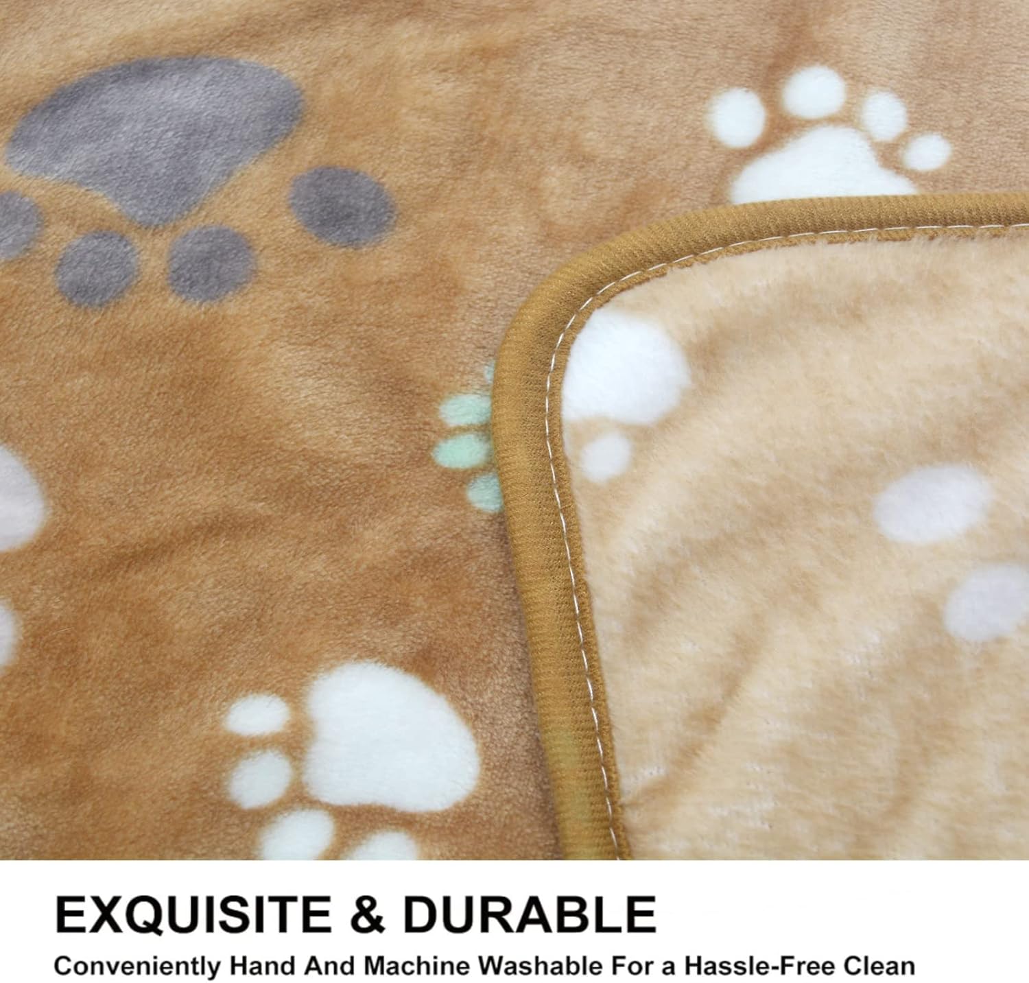 1 Pack 3 Puppy Blankets Super Soft Warm Sleep Mat Cute PAW Print Blanket Fleece Pet Blanket Flannel Throw Dog Blankets for Small Dogs Puppy Cats,Gray/White/Brown-Small(23"x15") - Image 5