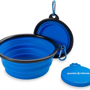 SwissGear 3335 2-Pack Collapsible Dog Bowls for Travel, with Can Lid Set - Blue