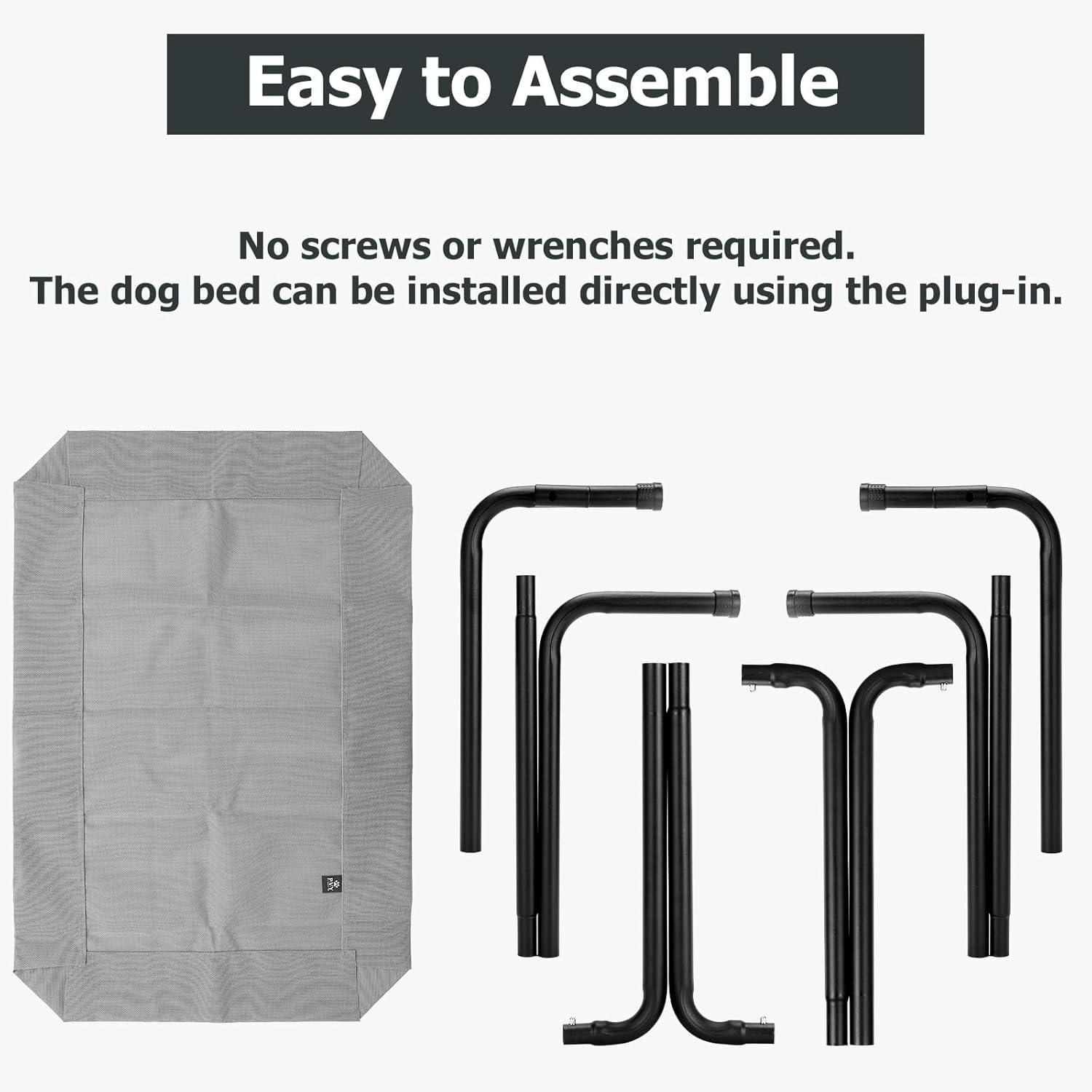 Elevated Dog Bed for Outdoor, XXL Raised Dog Cot Indestructible with Washable Mesh, Cooling Summer Pet Cot Chew Proof for Outside Camping Travel, 51 inch Grey - Image 2