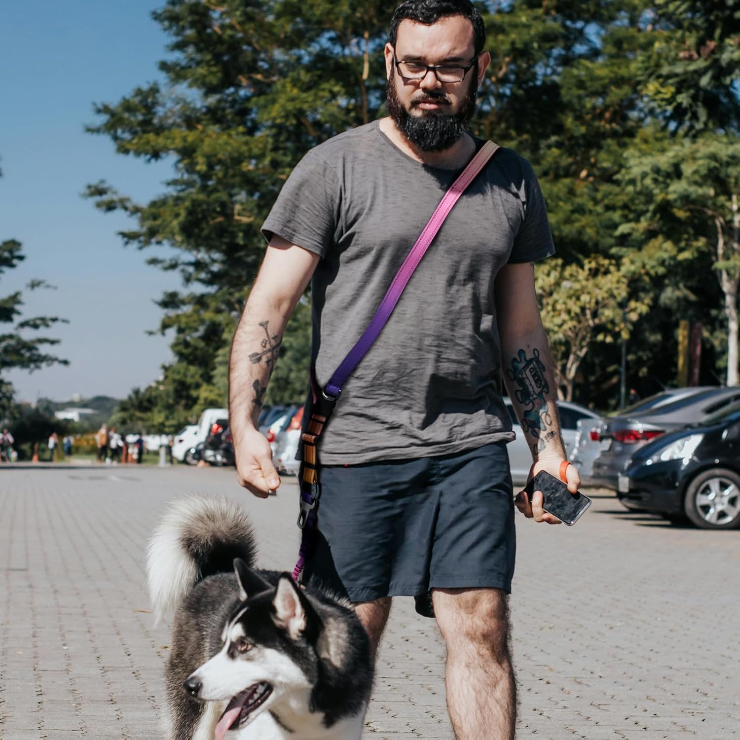 Roses&Poetry Hands Free Dog Leash for Medium Large Dogs Heavy Duty, No Pull Bungee Dog Running Waist Leash for Walking Training with Car Seatbelt 4-6FT - Image 3